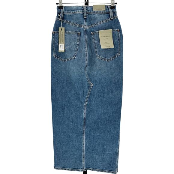 Hudson 'Reconstructed' Blue Cotton Midi Skirt Size 23 - Picture 3 of 4